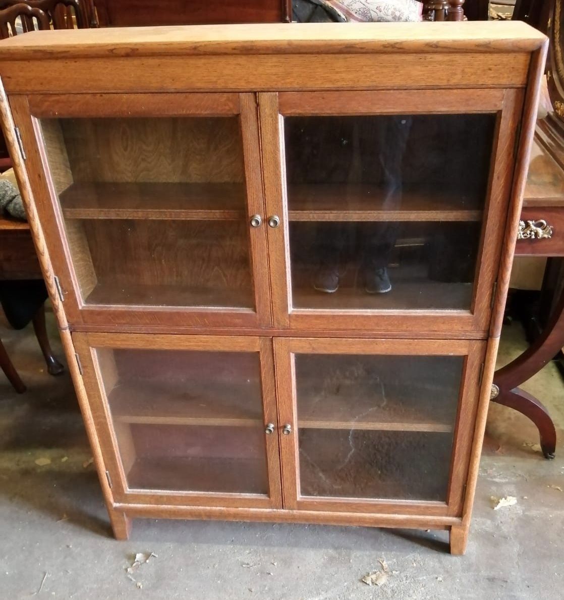 A Minty glazed oak two section bookcase, width 87cm depth 19cm height 113cm